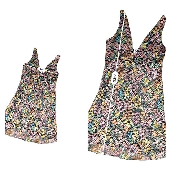 Free Prople Forget Me Not SZ L Floral Metallic Slip Dress - Picture 6 of 7